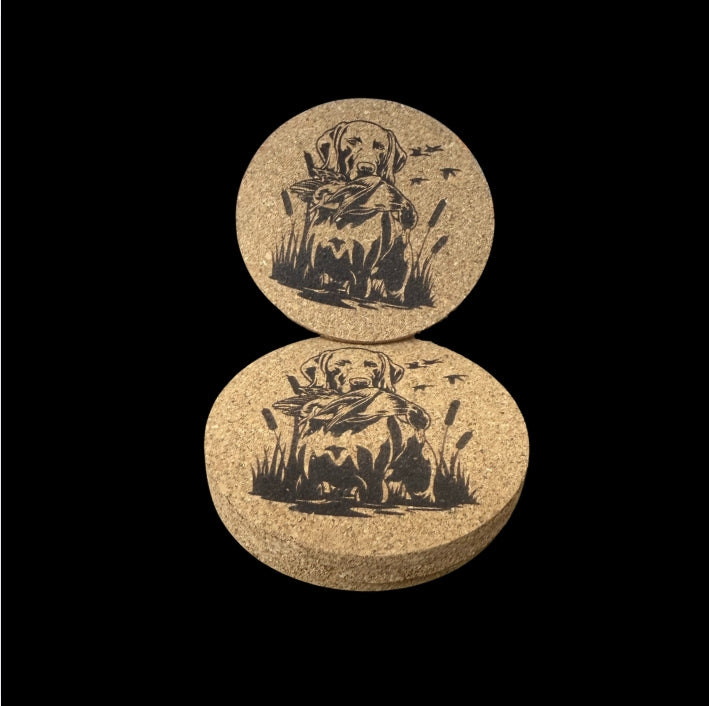 Cork Coasters 4 PK Lab with Duck
