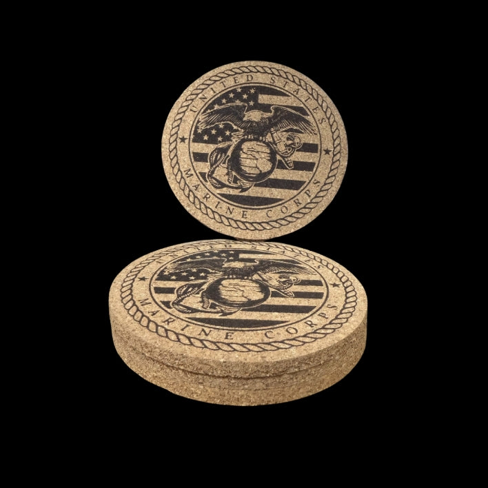 Cork Coasters 4 PK Marine Corp