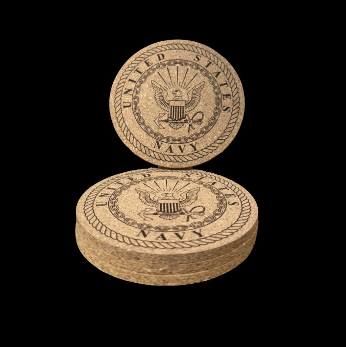 Cork Coasters 4 PK Navy