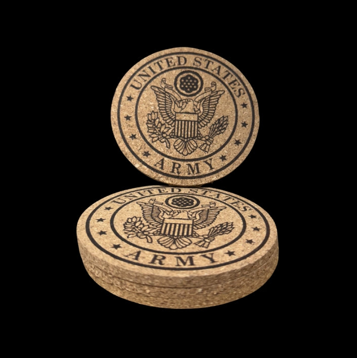 Cork Coasters 4 PK Army