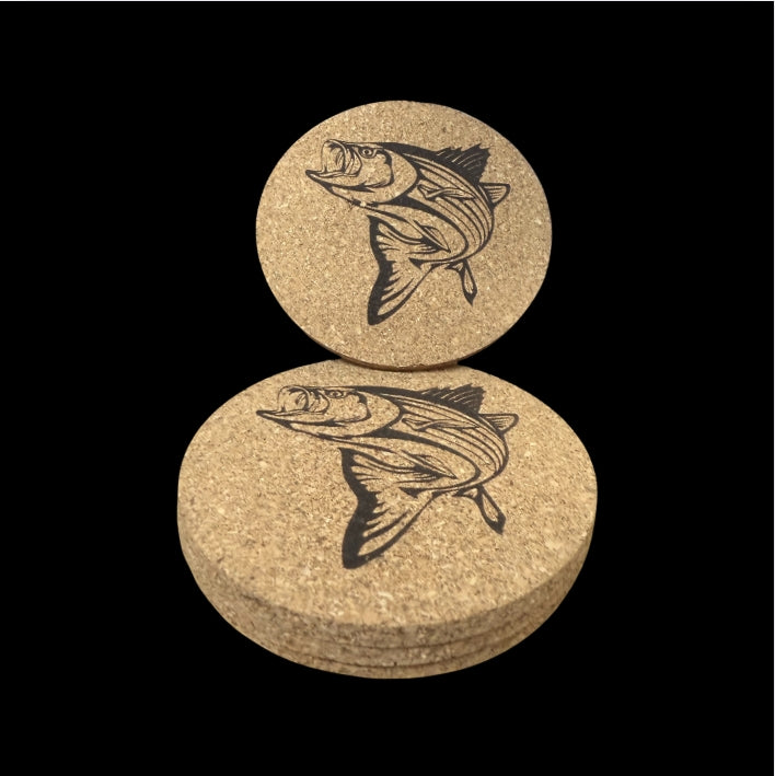 Cork Coasters 4 PK Striper