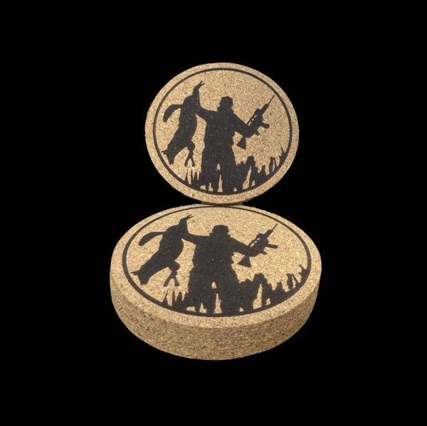 Cork Coasters 4 PK Coyote Sniper
