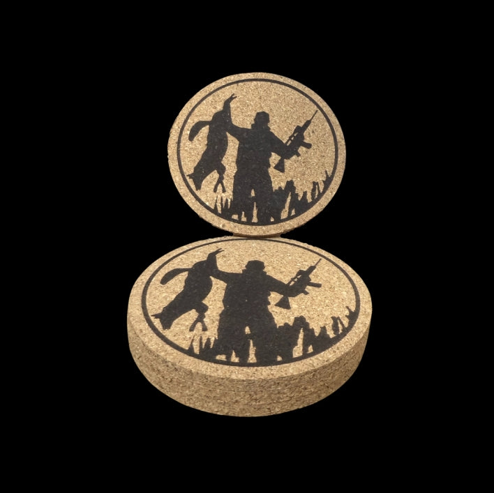 Cork Coasters 4 PK Coyote Sniper