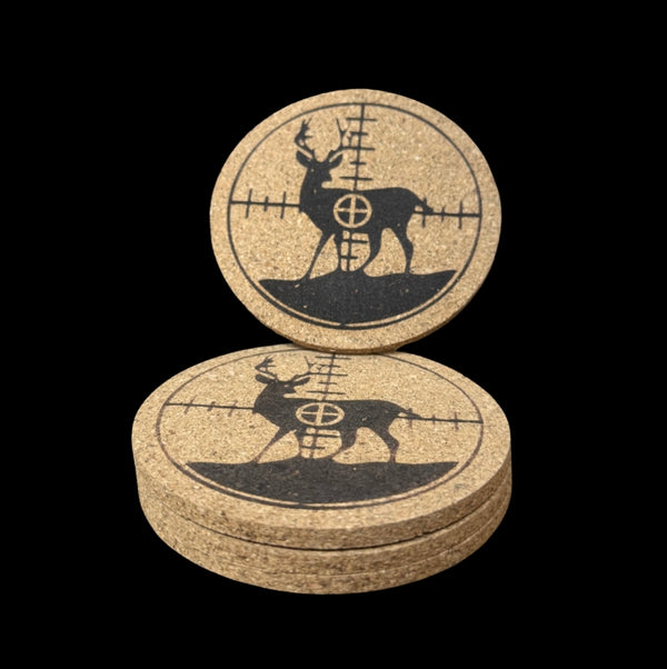 Cork Coasters 4 PK Deer Crosshair