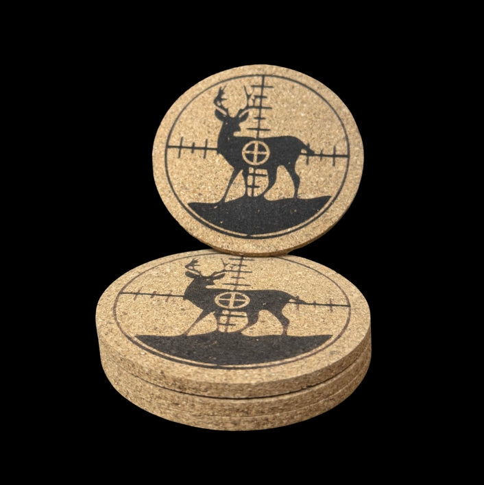 Cork Coasters 4 PK Deer Crosshair