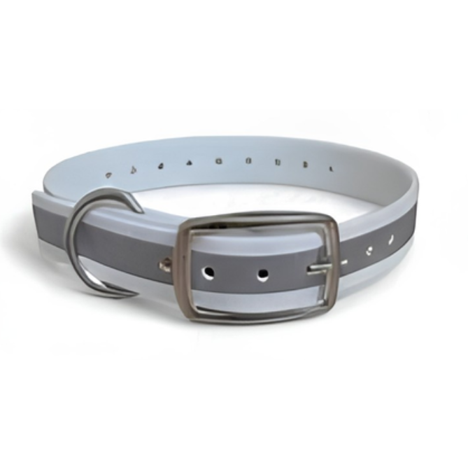White Relective 16x3/4 D Ring Collar