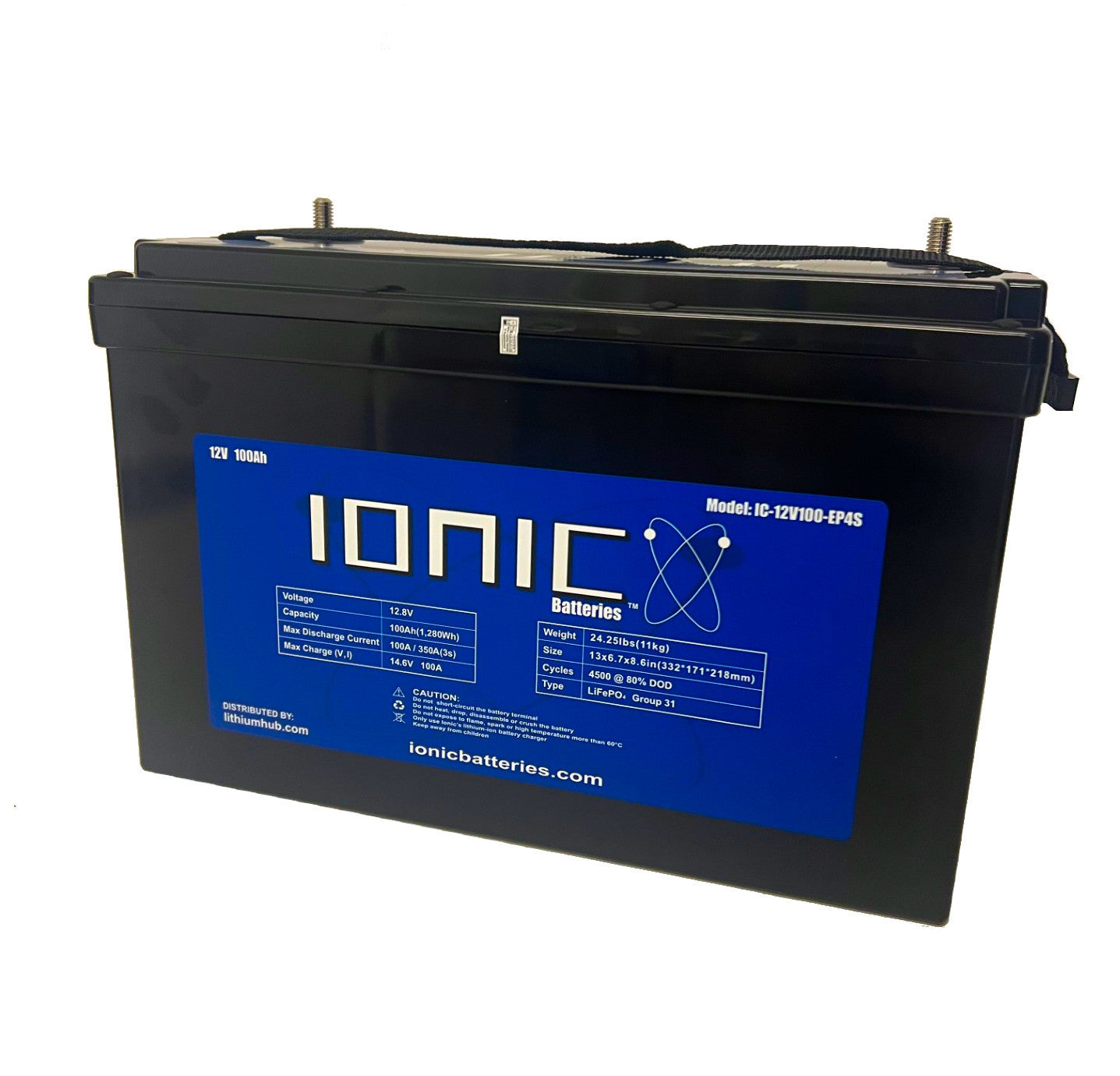 Ionic Lithium 12V 100Ah LiFePO4 Deep Cycle Battery + Bluetooth