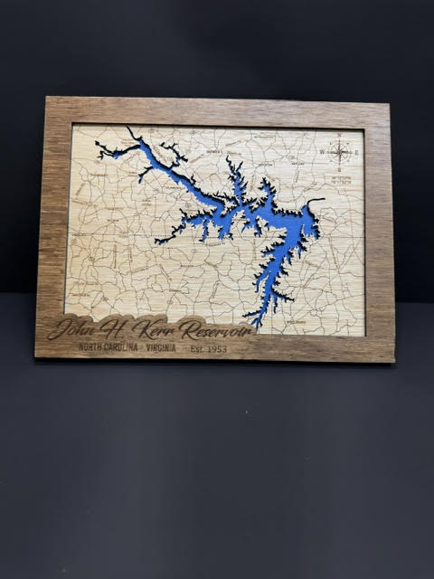 3 Layer Kerr Lake Map 12X16 Brown