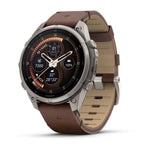 Garmin Fenix 9 Pro 47mm Titanium with Walnut Leather Band and Pebble Gray/Silver Gray Silicone Band