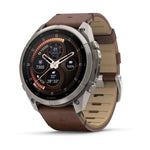 Garmin Fenix 9 Pro 51mm Titanium with Walnut Leather Band and Pebble Gray/Silver Gray Silicone Band