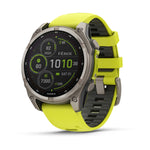 Garmin Fenix 8 Solar Outdoor Smartwatch - 47mm, Sapphire Titanium with Amp Yellow/Graphite Silicone