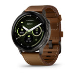 Garmin Venu 4 Fitness Smartwatch - 45mm, Black w/ Slate + Leather