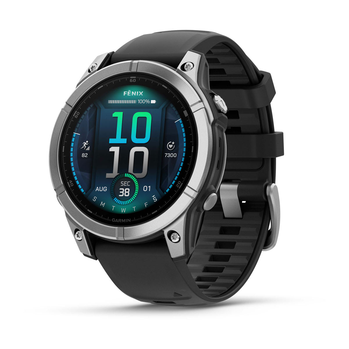 Garmin Fenix E – 47 Mm, AMOLED, Stainless Steel With Black Silicone Band Outdoor Smartwatch