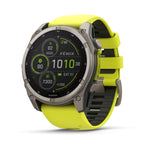 Garmin Fenix 8 Solar Outdoor Smartwatch - 51mm, Sapphire Titanium with Amp Yellow/Graphite Silicone