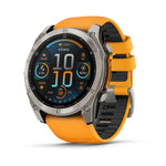 Garmin Fenix 8 AMOLED Outdoor Smartwatch - 51mm, Sapphire Titanium with Spark Orange/Graphite Silicone Band