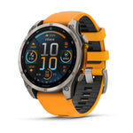 Garmin Fenix 8 AMOLED Outdoor Smartwatch - 47mm, Sapphire Titanium with Spark Orange/Graphite Silicone Band