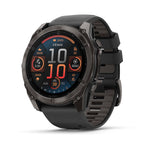Garmin Fenix 8 AMOLED Outdoor Smartwatch - 51mm, Sapphire Carbon Gray DLC Titanium with Black/Pebble Gray Silicone