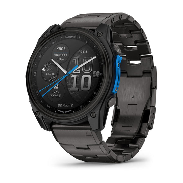 Garmin D2 Mach 2 Aviation Smartwatch - Carbon Gray DLC Titanium with Vented Titanium Bracelet