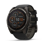 Garmin Fenix 8 Solar Outdoor Smartwatch - 51mm, Sapphire Carbon Gray DLC Titanium with Black/Pebble Gray Silicone