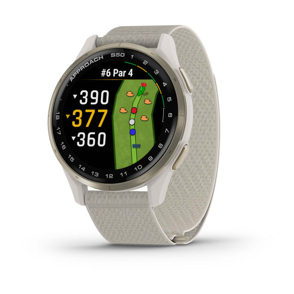 Garmin Approach S50 Golf Smartwatch - Cream Gold/Ivory Nylon