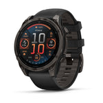 Garmin Fenix 8 AMOLED Outdoor Smartwatch - 47mm, Sapphire Carbon Gray DLC Titanium with Black/Pebble Gray Silicone
