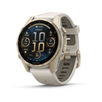 Garmin Fenix 8 AMOLED Outdoor Smartwatch - 43mm, Sapphire Soft Gold with Fog Gray/Dark Sandstone Silicone Band