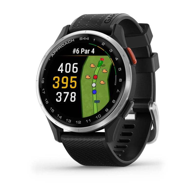 Garmin Approach S44 Golf Smartwatch - Silver/Black Silicone