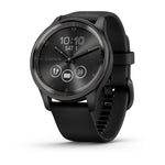 Garmin Vivomove Trend Hybrid Smartwatch - Slate/Black Silicone