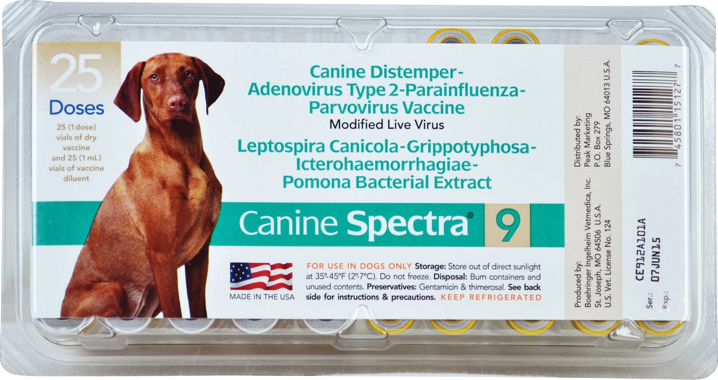 Durvet Canine Spectra 9-Way Dog Vaccine Bulk Pack 25 Dose No Syringe