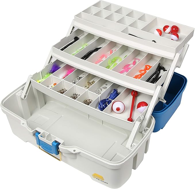 Plano Let's Fish Three-Tray Tackle Box Aqua Blue/Sandstone Large additional view 2