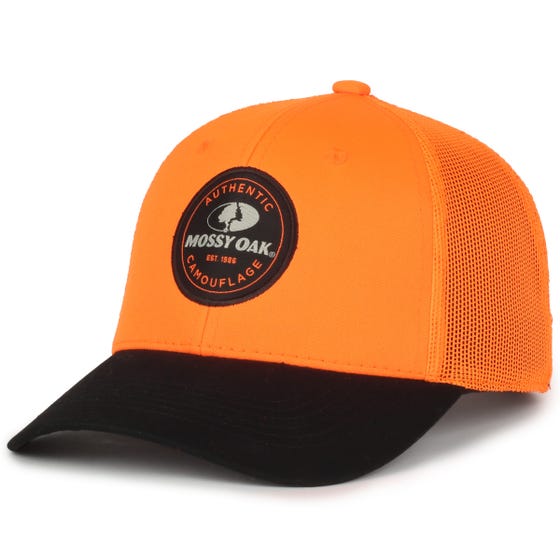 Outdoor Cap Mossy Oak Blaze Orange with Black Bream, One Size Fits Most