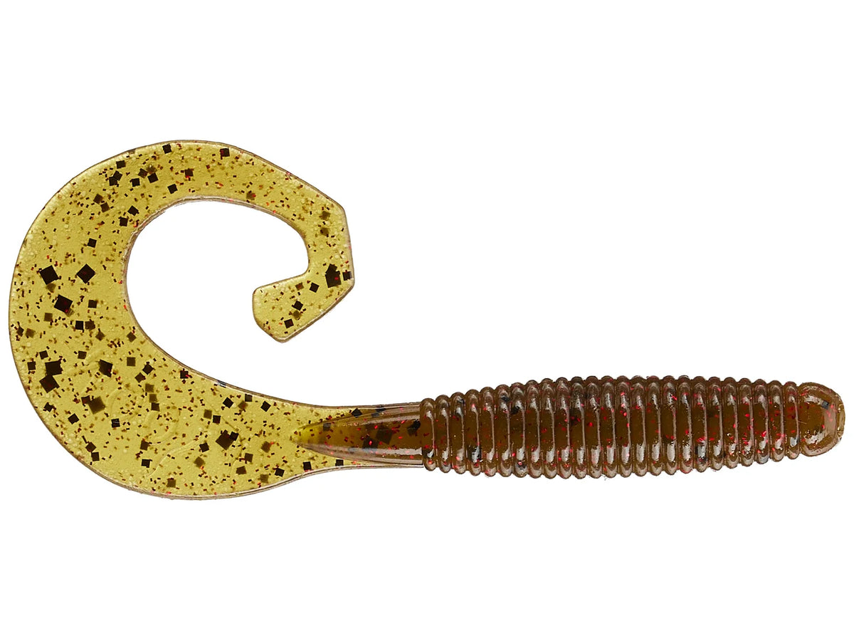 Zoom Tab Tail Grub 4" soft plastic grub in Green Pumpkin Red