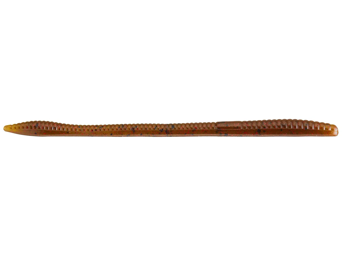 Zoom Trick Worm 6.5" soft plastic worm in Green Pumpkin Red