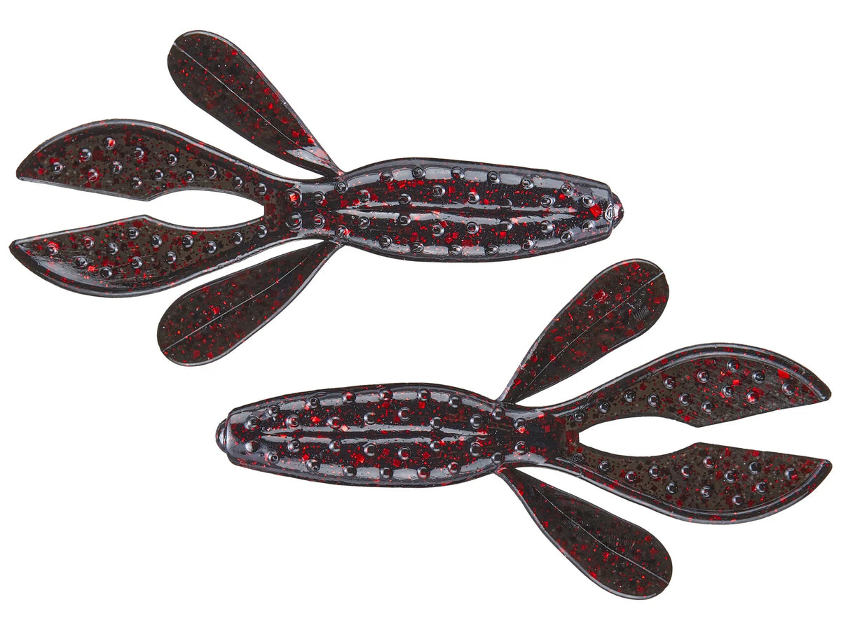 Zoom Z-Hog 4" soft plastic creature bait in Black Red Glitter