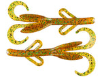 Zoom Brush Hog 4" Baby soft plastic creature bait in Root Beer Pepper Green