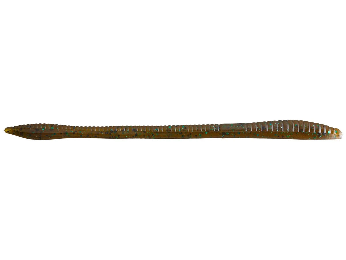 Zoom Trick Worm 6.5" soft plastic worm in Green Pumpkin Green