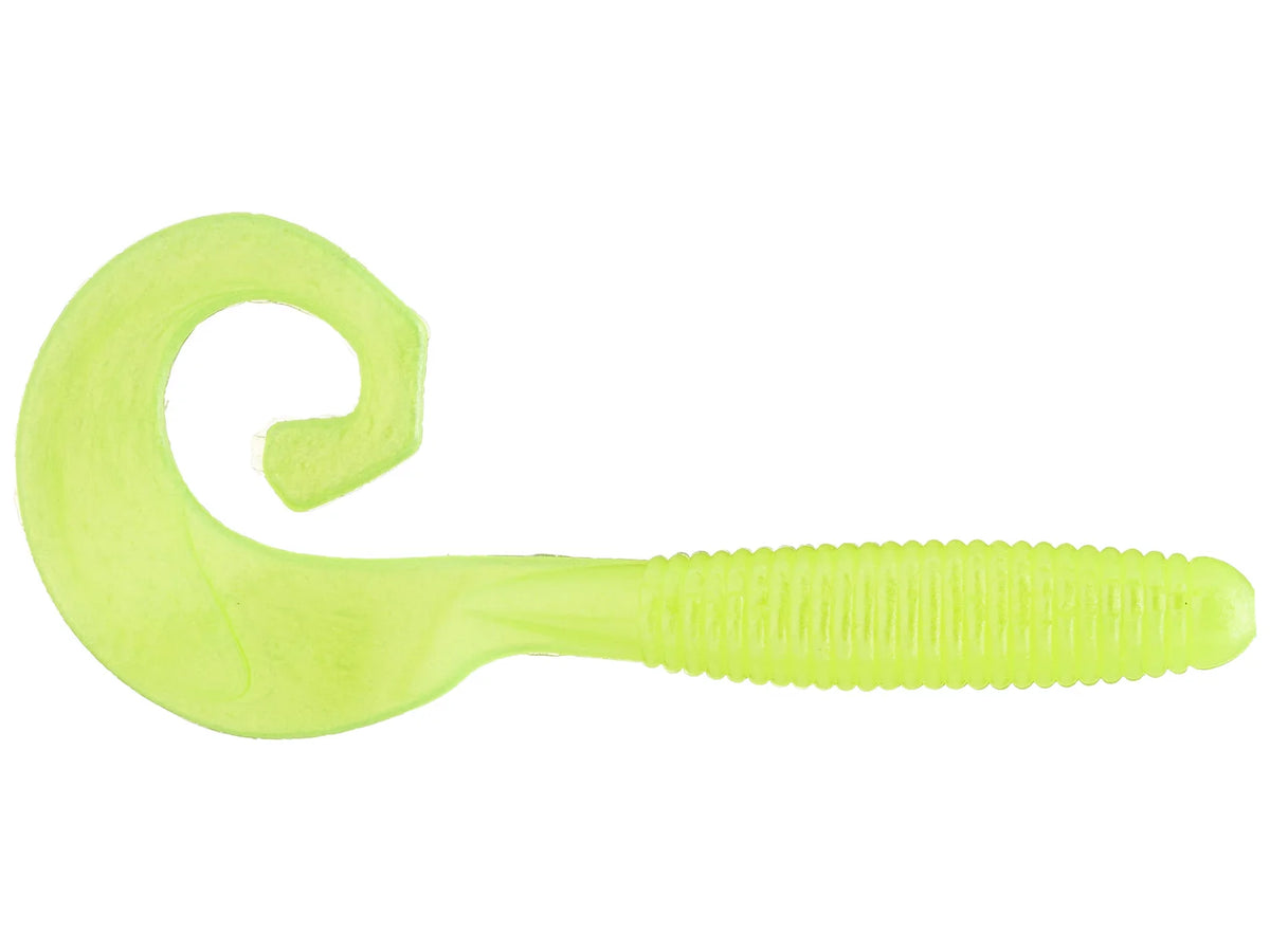 Zoom Tab Tail Grub 4" soft plastic grub in Chartreuse Pearl