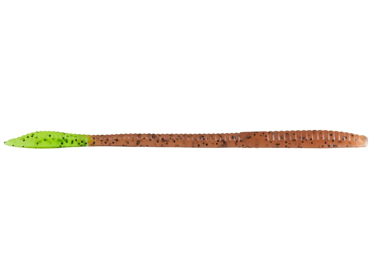 Zoom Trick Worm 6.5" soft plastic worm in Pumpkin Chartreuse