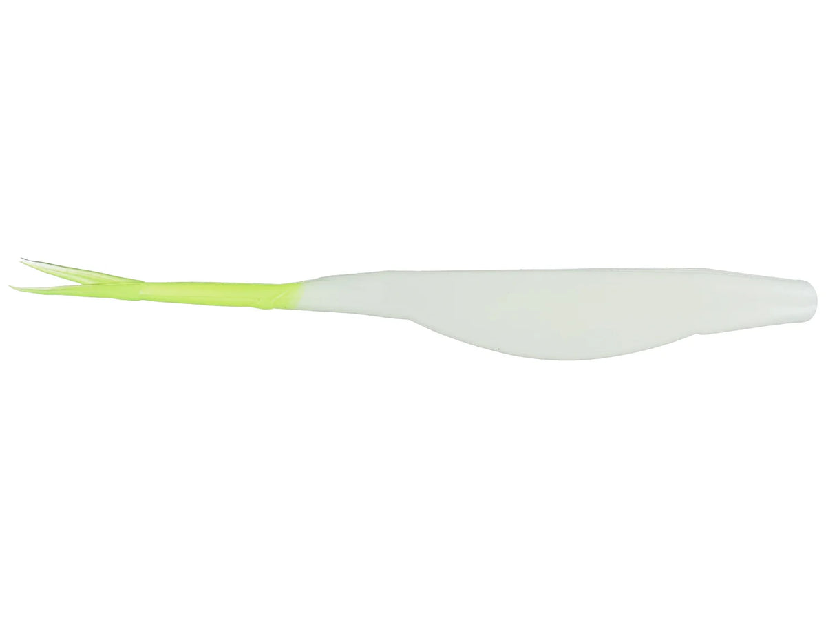 Zoom Super Fluke 5.25" soft plastic soft jerkbait in Glow Chartreuse Tail