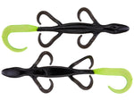 Zoom Lizard 6" soft plastic lizard in Black Chartreuse Tail