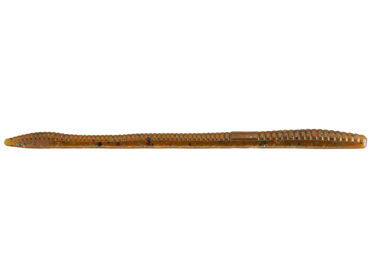 Zoom Trick Worm 6.5" soft plastic worm in Green Pumpkin Blue