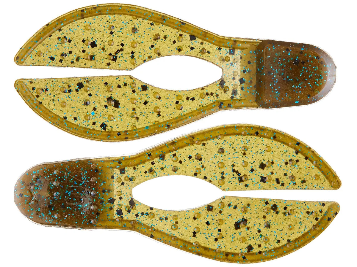 Zoom Super Chunk 2" Jr soft plastic jig trailer in Green Pumpkin Blue