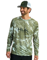 Huk Mens Pursuit Mossy Oak Printed Ls Crew