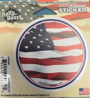 Salty Bones American Flag Sticker 3.8” X 4”