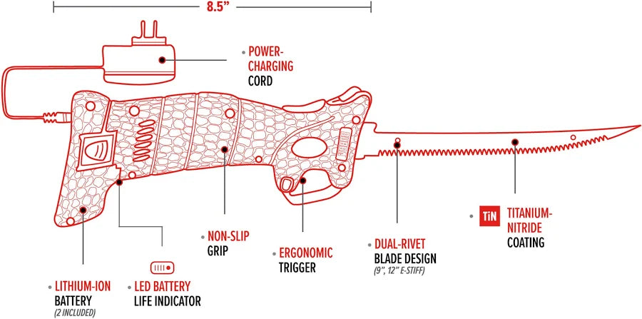 Bubba Lithium Ion Cordless Electric Fillet Knife 4 Blade Set