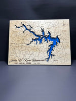 2 Layer John H Kerr Reservoir Wood Map16x12