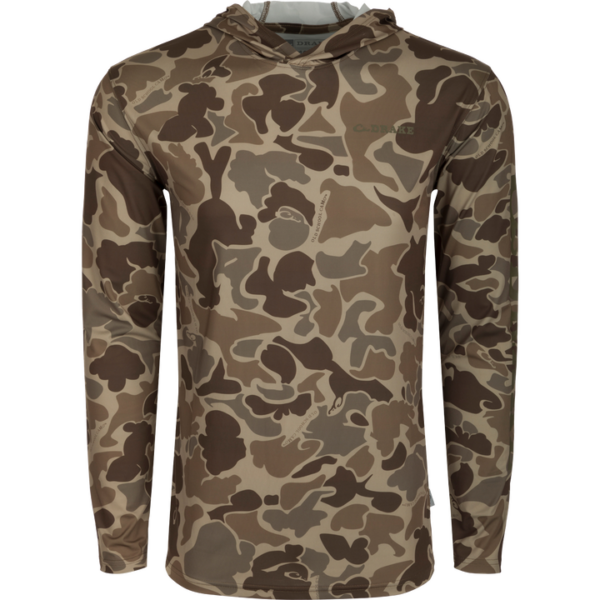 Drake Performance Hoodie Camo Print LS Old School Timber