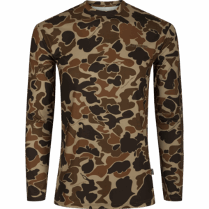 Drake Youth Performance Crew Camo Print LS Old School