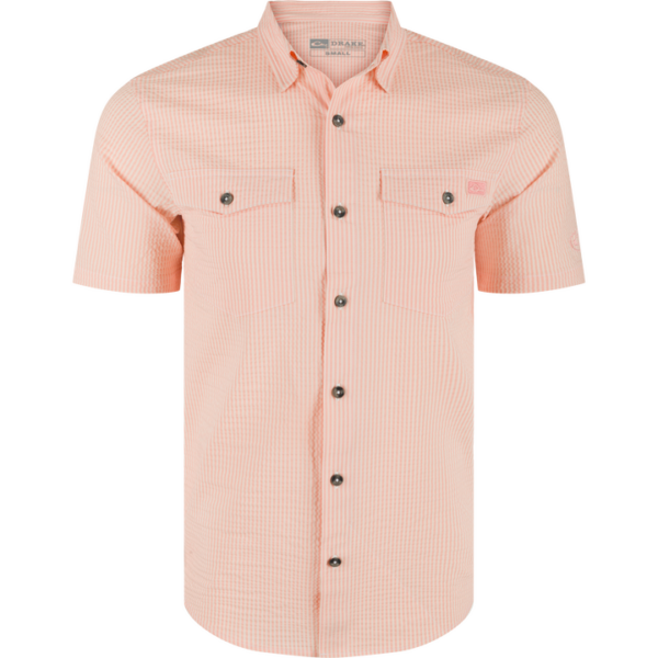 Drake The Frat BD Seersucker Stripe SS Peach Pearl Tonal