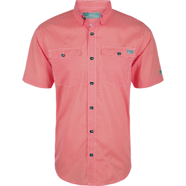 Drake Frat BD Gingham Check Shirt SS Chili Pepper Red